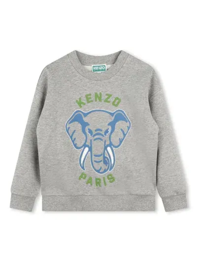 Kenzo Kids' Logo-embroidered Mélange-effect Sweatshirt In Grey Marl