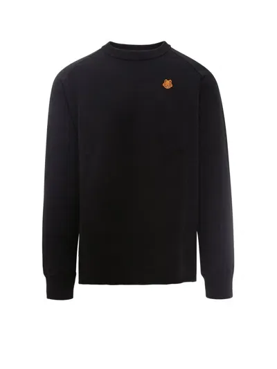 Kenzo Tiger Crest Knitted Sweater In Black