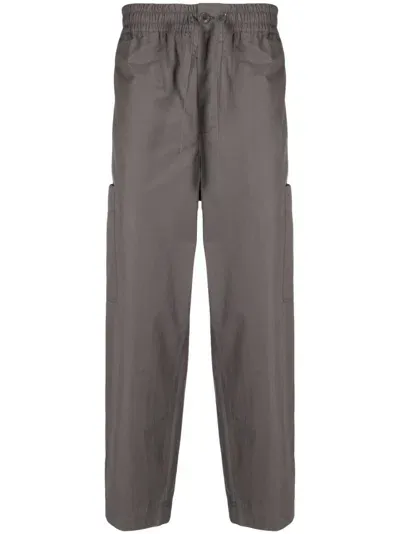 Kenzo Logo-patch Straight-leg Trousers In Grey