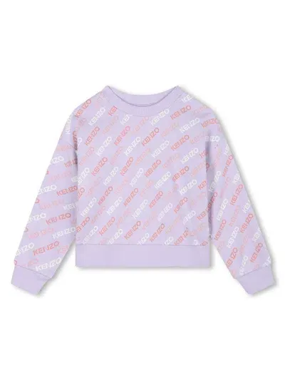 Kenzo Kids' Logo-print Cotton Sweatshirt In Purple