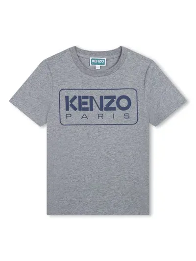 Kenzo Kids' Logo-print Cotton T-shirt In Grey Marl