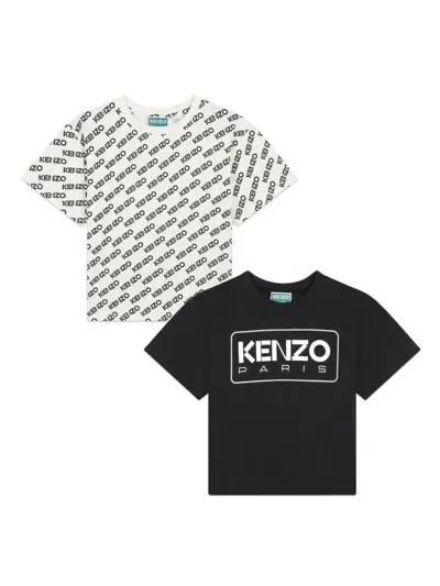 Kenzo Kids' Logo-print Cotton T-shirt (pack Of Two) In White