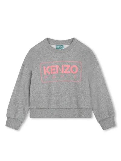 Kenzo Kids' Logo-print Mélange-effect Sweatshirt In Grey