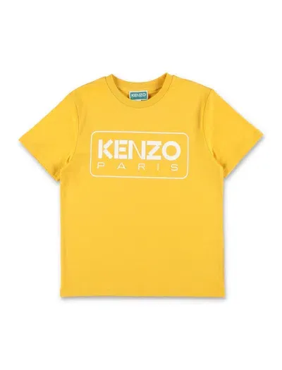 Kenzo Kids' Logo-print Organic Cotton T-shirt In Gold