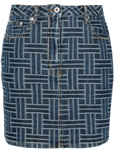 Kenzo Weave Mini Skirt In Medium Stone Blue