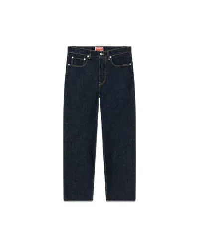 Kenzo Asagao Mid-rise Straight-leg Jeans In Rinsedblue