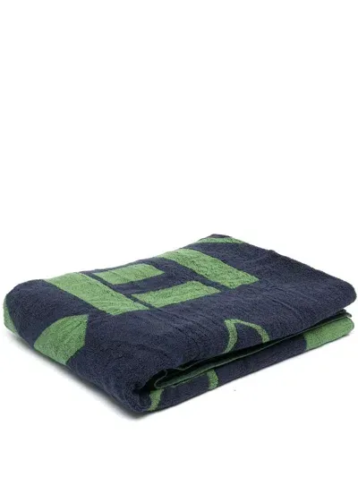 Kenzo Paris Organic-cotton Beach Towel In Navy