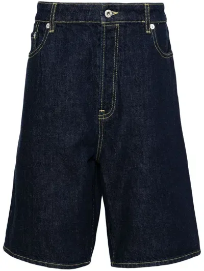 Kenzo Men's Ss24 Rinsed Blue Denim Bermuda Shorts