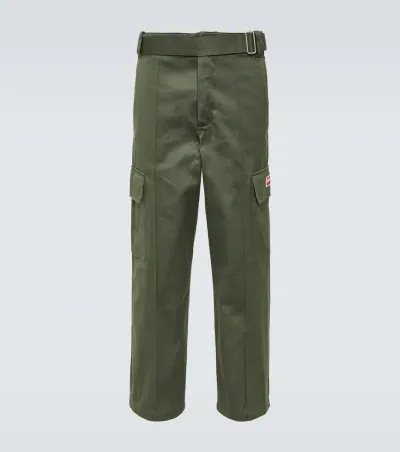 Kenzo Mid-rise Cotton Cargo Pants In Dark Khaki