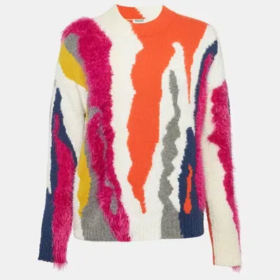 Pre-owned Kenzo Multicolor Intarsia Knit Sweater M