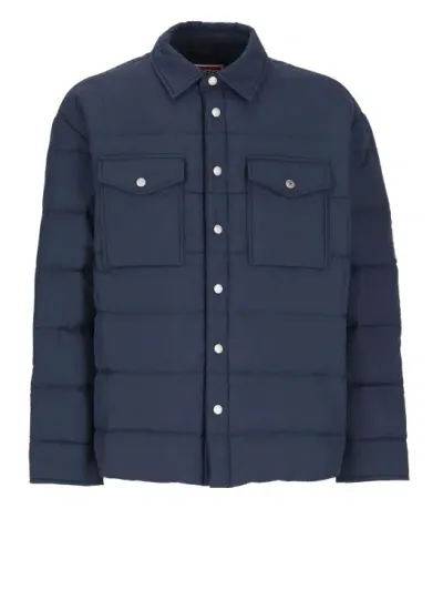 Kenzo Padded And Quilted Jacket In Blue