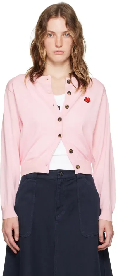 Kenzo Pink  Paris Boke Flower Cardigan In 34 Faded Pink