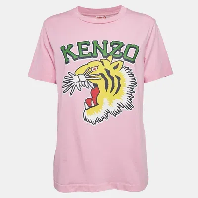 Pre-owned Kenzo Pink Logo Print Cotton Relax Fit T-shirt S