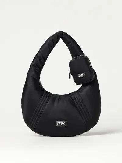 Kenzo Logo Patch Zipped Shoulder Bag In Black