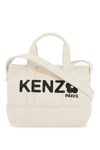 Kenzo Small  Utility Denim Tote Bag In White