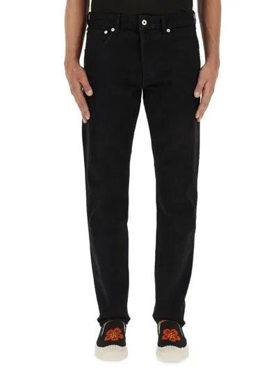 Kenzo Straight Leg Jeans In Black