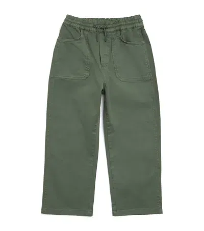 Kenzo Kids' Stretch-cotton Drawstring Trousers In Green