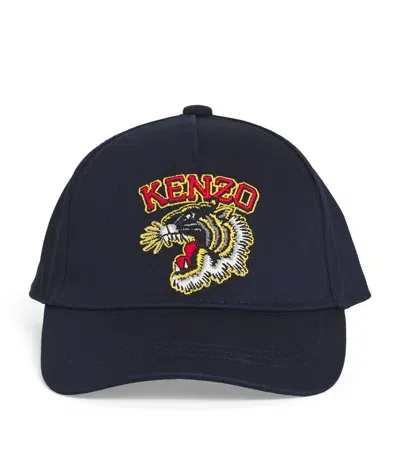 Kenzo Kids' Tiger Logo Baseball Cap In Navy