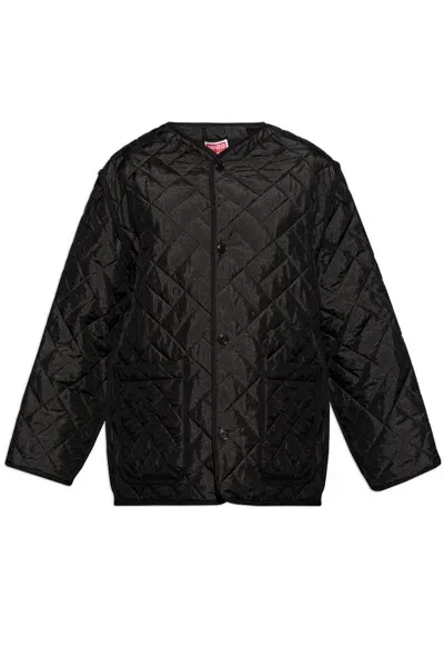 Kenzo Weave Quilted Jacket In Black