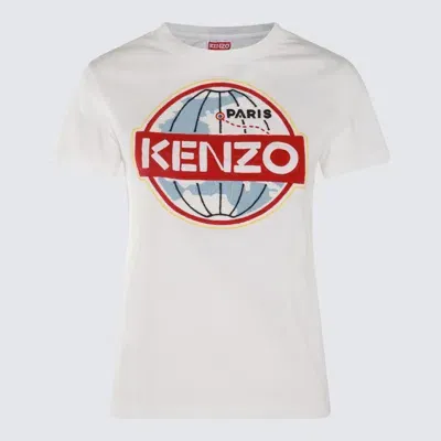 Kenzo White Multicolour Cotton T-shirt In Beige