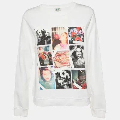 Pre-owned Kenzo White Photo Collage Print Cotton Crew Neck Sweatshirt Xl