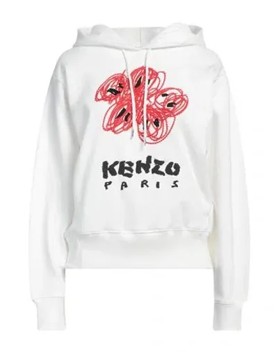 Kenzo Drawn Flowers Embroidered Hoodie In White