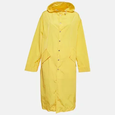 Pre-owned Kenzo Yellow Embroidered Nylon Rain Coat S