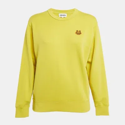 Pre-owned Kenzo Yellow Tiger Applique Cotton Knit Sweatshirt S