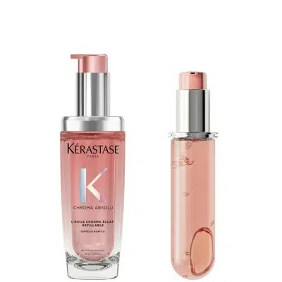 Kerastase Kérastase Chroma Absolu Refillable Hair Oil 75ml And Refill Capsule Duo For Colour Treated Hair In White