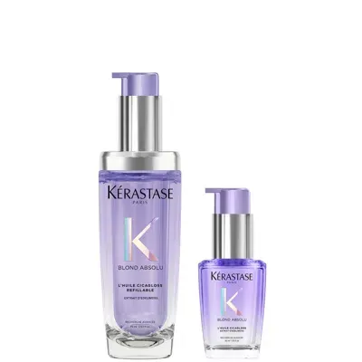 Kerastase Kérastase Chroma Absolu Refillable Hair Oil 75ml And Refill Capsule Duo For Colour Treated Hair In White