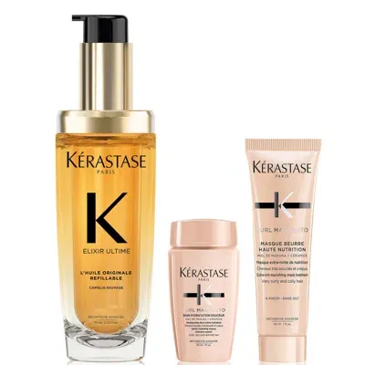 Kerastase Kérastase Elixir Ultime L'huile Originale Hair Oil 75ml With Mini Deluxe Curl Manifesto Shampoo 30ml In White