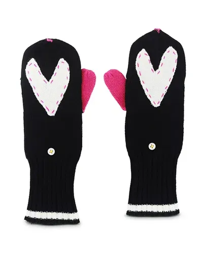 Kerri Rosenthal Heart Pop Top Mittens In Black