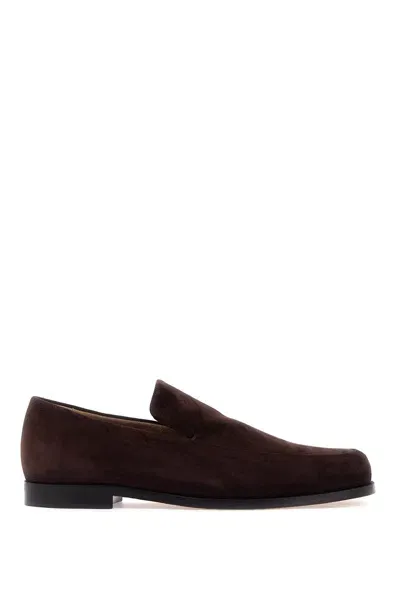 Khaite 20mm Alessio Suede Loafers In Brown