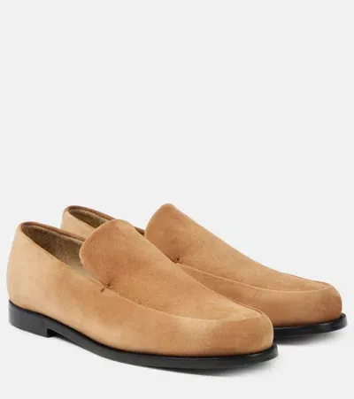 Khaite Alessio Suede Loafers In Braun