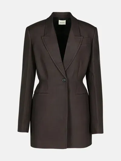 Khaite 'beckett' Brown Viscose Blend Coat