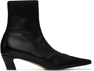 Khaite The Nevada Western Lambskin-leather Mid-calf Boots In Black