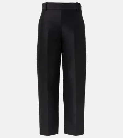 Khaite Cam Wool And Silk Faille Straight Pants In Black