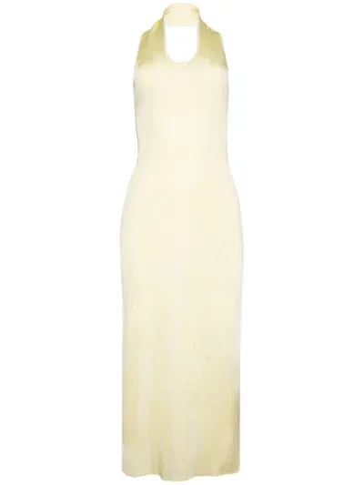 Khaite Coraline Halterneck Midi Dress In Yellow