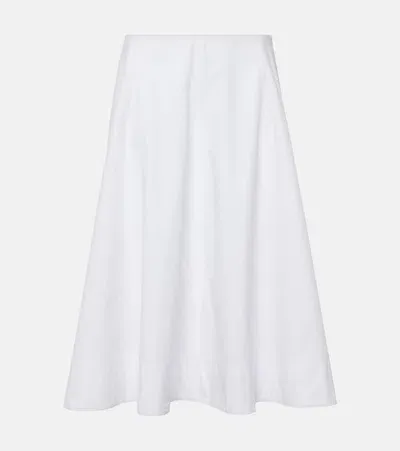 Khaite Cotton Midi Skirt In White