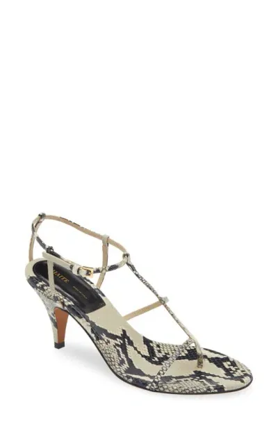 Khaite Python-embossed Leather T-strap Sandals In Natural