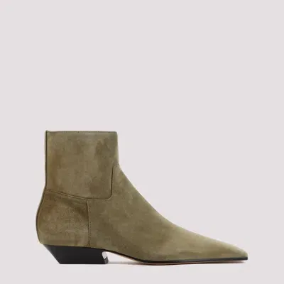 Khaite Marfa Classic Suede Boots In Brown