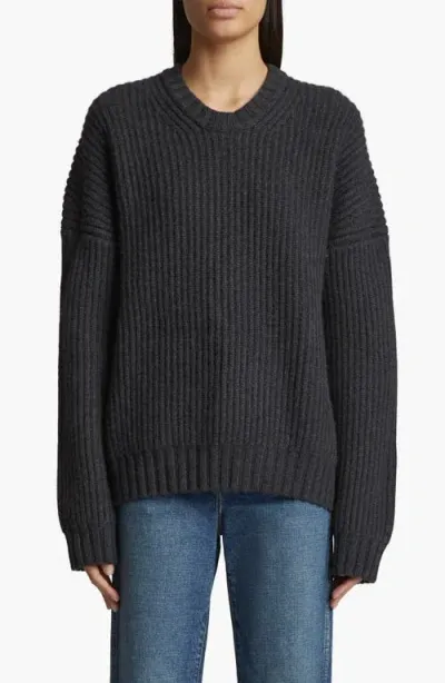 Khaite Manuela Cashmere Rib Crewneck Sweater In Grey