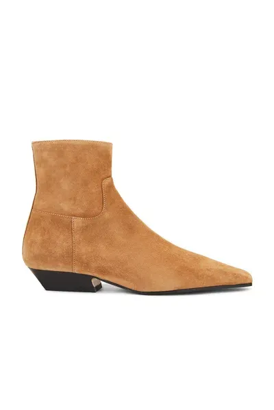 Khaite Marfa Flat Ankle Boot In Camel