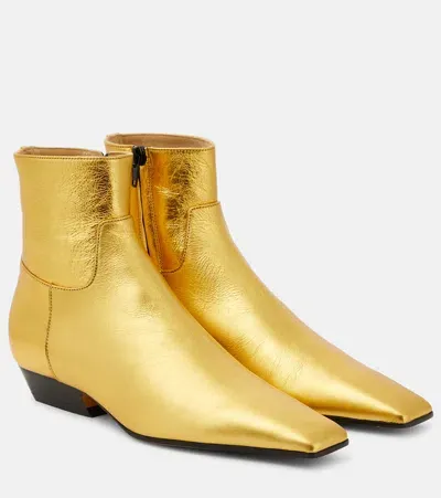 Khaite Marfa Metallic Leather Ankle Boots In Gold