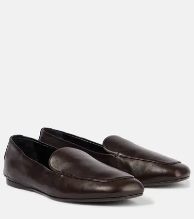 Khaite Monroe Leather Loafers In Brown