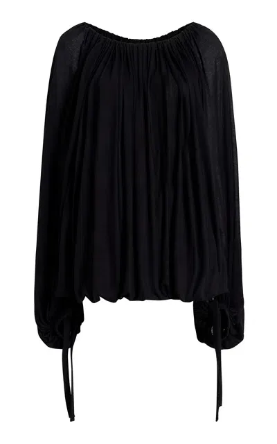 Khaite Nash Draped Silk Crepe Top In Black