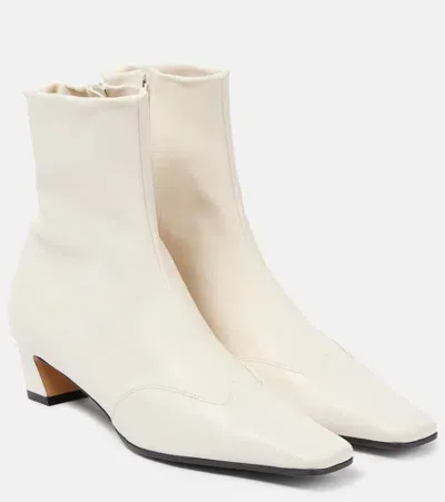 Khaite Nevada Leather Ankle Boots In Off White