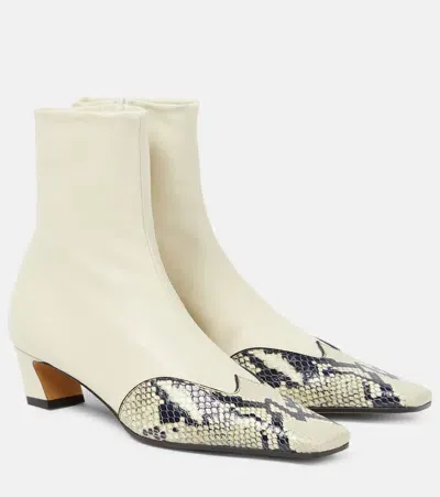 Khaite Nevada Leather Ankle Boots In White