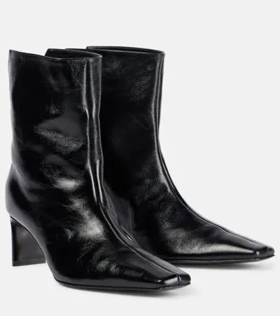 Khaite Ona 55 Leather Ankle Boots In Black