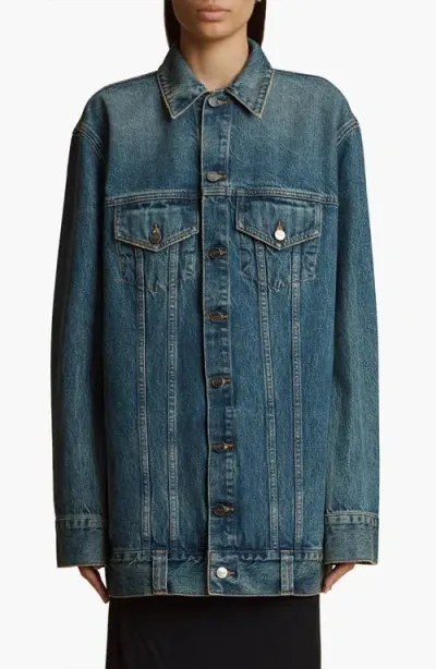 Khaite Ross Oversize Denim Trucker Jacket In Blue